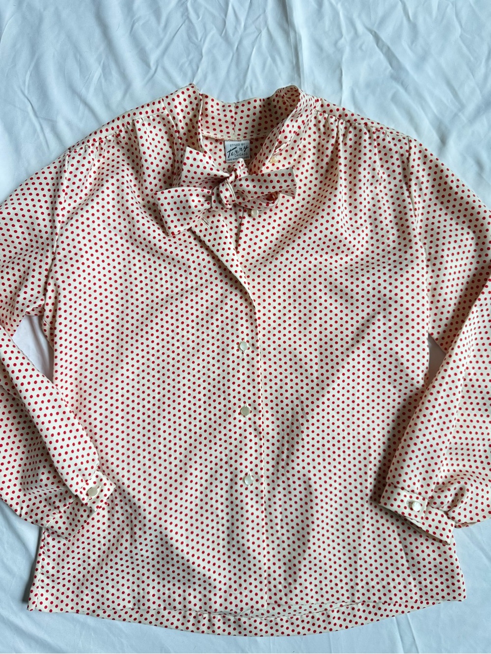 Vintage 80s Polka Dot Bow Blouse